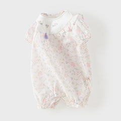 Dave&Bella Summer Baby Girls Adorable Floral Print Pure Cotton Lightweight Rompers