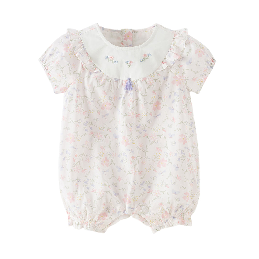 Dave&Bella Summer Baby Girls Adorable Floral Print Pure Cotton Lightweight Rompers