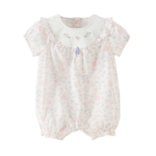 Dave&Bella Summer Baby Girls Adorable Floral Print Pure Cotton Lightweight Rompers