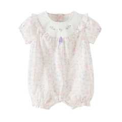 Dave&Bella Summer Baby Girls Adorable Floral Print Pure Cotton Lightweight Rompers