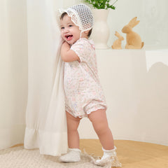 Dave&Bella Summer Baby Girls Adorable Floral Print Pure Cotton Lightweight Rompers