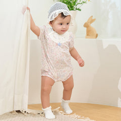 Dave&Bella Summer Baby Girls Adorable Floral Print Pure Cotton Lightweight Rompers