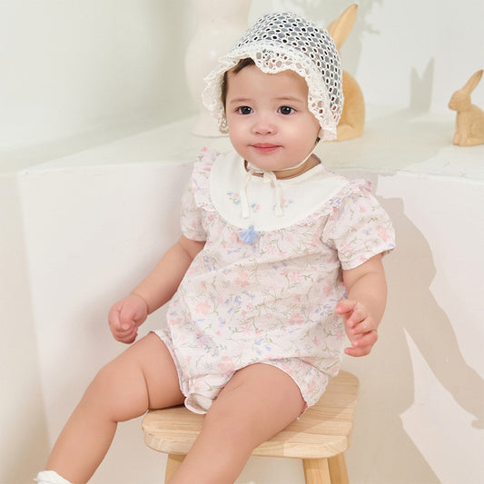 Dave&Bella Summer Baby Girls Adorable Floral Print Pure Cotton Lightweight Rompers