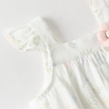Dave&Bella Summer Baby Girls White Print Cotton Breathable Comfortable Tank Romper