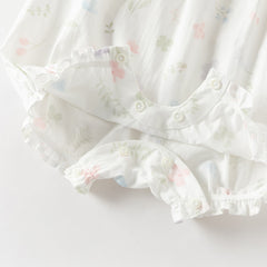 Dave&Bella Summer Baby Girls White Print Cotton Breathable Comfortable Tank Romper