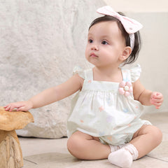 Dave&Bella Summer Baby Girls White Print Cotton Breathable Comfortable Tank Romper