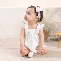 Dave&Bella Summer Baby Girls White Print Cotton Breathable Comfortable Tank Romper