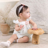 Dave&Bella Summer Baby Girls White Print Cotton Breathable Comfortable Tank Romper