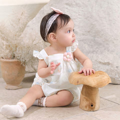 Dave&Bella Summer Baby Girls White Print Cotton Breathable Comfortable Tank Romper