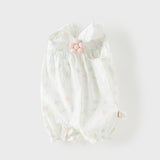 Dave&Bella Summer Baby Girls White Print Cotton Breathable Comfortable Tank Romper