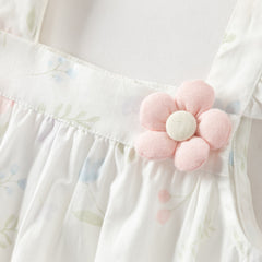 Dave&Bella Summer Baby Girls White Print Cotton Breathable Comfortable Tank Romper