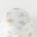 Dave&Bella Toddler Boys Summer Playful Dinosaur Print Cotton Reversible Fisherman Hats