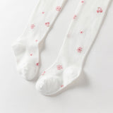 Dave&Bella Summer Kids Girls White Cute Cherry Print Stretchable Footed Tights