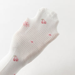 Dave&Bella Summer Kids Girls White Cute Cherry Print Stretchable Footed Tights Leggings