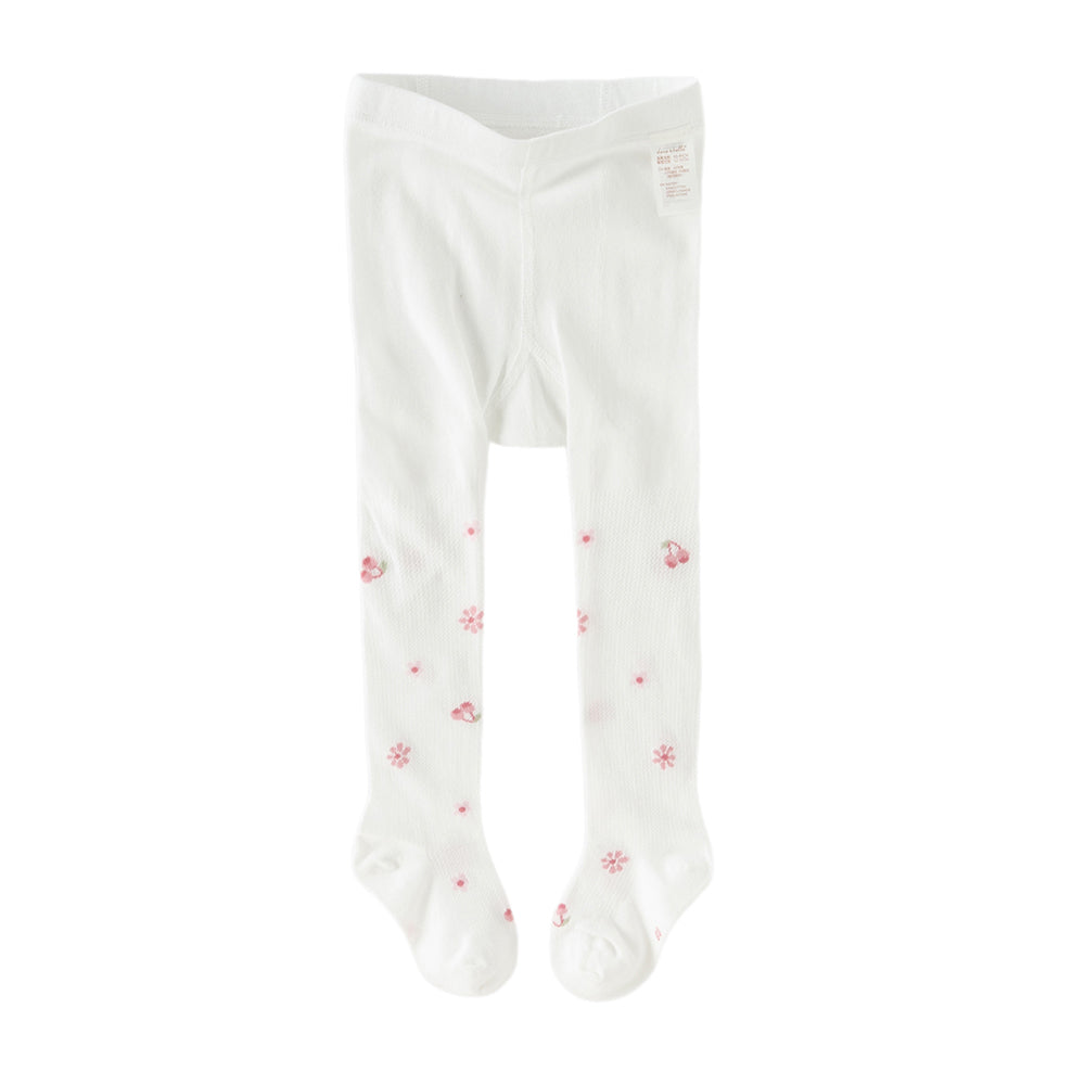 Dave&Bella Summer Kids Girls White Cute Cherry Print Stretchable Footed Tights Leggings