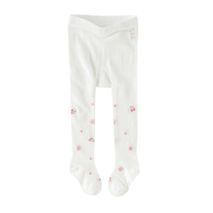Dave&Bella Summer Kids Girls White Cute Cherry Print Stretchable Footed Tights Leggings