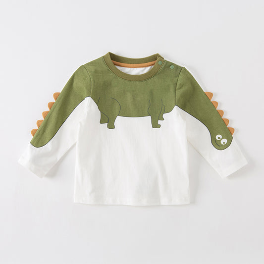 Dave&Bella Baby Boys Spring Dinosaur Cartoon Print Cotton T Shirts