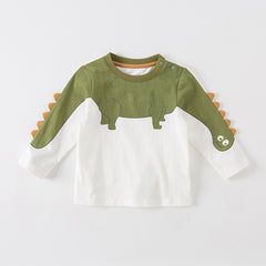 Dave&Bella Baby Boys Spring Dinosaur Cartoon Print Cotton T Shirts