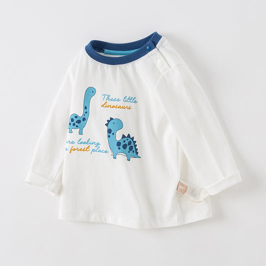 Dave&Bella Baby Boys Spring Dinosaur Cartoon Print Cotton T Shirts