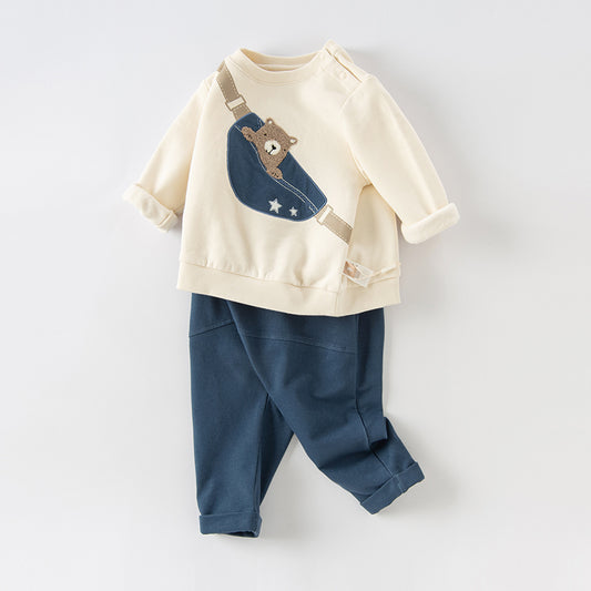 Dave&Bella Baby Boys  Autumn Spring Cartoon Bear Clothes Set