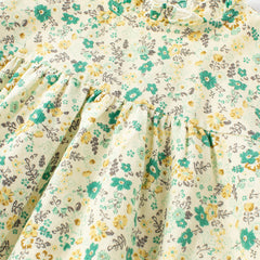 Dave&Bella Toddler Girls Autumn Green Floral Print Cotton Cute A-line Dress