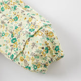 Dave&Bella Toddler Girls Green Floral Print Cotton Cute A-line Dress