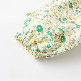 Dave&Bella Toddler Girls Green Floral Print Cotton Cute A-line Dress