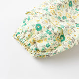 Dave&Bella Toddler Girls Green Floral Print Cotton Cute A-line Dress