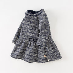 Dave&Bella Toddler Girls Autumn Classic Blue White Striped Princess Dress