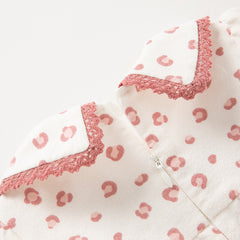 Dave&Bella Baby Girls Spring Summer Pink Leopard Print Blouse Pants Suits