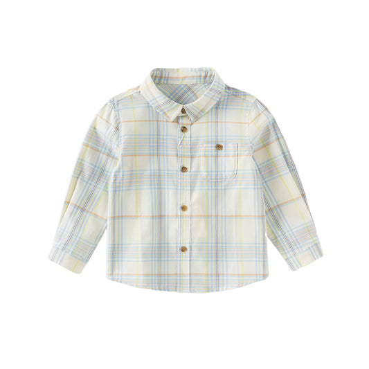 Dave&Bella Boys Autumn Cotton Fashion Formal Plaid Shirt Top