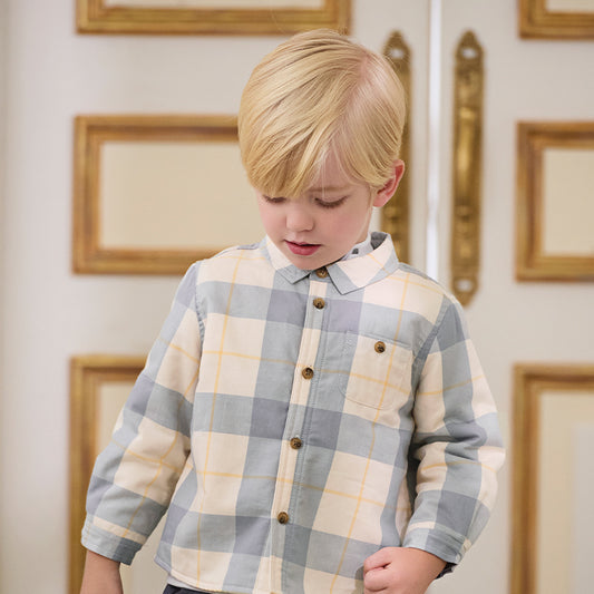 Dave&Bella Baby Boys Spring Pure Cotton Casual Plaid Top