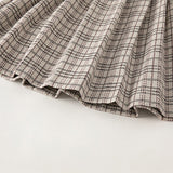 Dave&Bella Toddler Girls Khaki Plaid Long Sleeve College-style A-line Dress