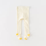 Dave&Bella Toddler Girls Beige Yellow Flower Print Footed Tights Leggings