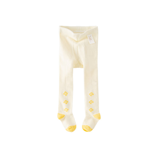 Dave&Bella Girls Autumn Beige Yellow Flower Print Footed Tights Leggings