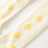 Dave&Bella Toddler Girls Beige Yellow Flower Print Footed Tights Leggings