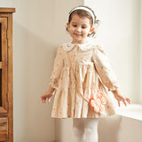 Dave&Bella Toddler Girls Spring Cotton Floral Print Sweet Dress(wallet bag)