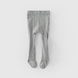 Dave&Bella Toddler Girls Beige/Grey Knit Flower Footed Tights Leggings