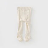 Dave&Bella Toddler Girls Beige/Grey Knit Flower Footed Tights Leggings