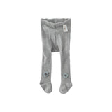 Dave&Bella Toddler Girls Beige/Grey Knit Flower Footed Tights Leggings