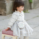 Dave&Bella Toddler Girls Light Blue Versatile Mesh Princess Dress(wallet bag）