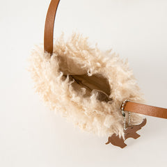 Dave&Bella Toddler/Kids Girls Fashion Camel Brown Soft Faux Shearling Handbags