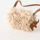 Dave&Bella Toddler/Kids Girls Fashion Camel Brown Soft Faux Shearling Handbags