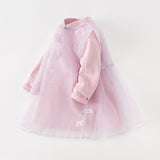 Dave&Bella Toddler Girls Purple Pink Sweet Chinese-style Mesh Two-pieces Dress