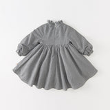 Dave&Bella Toddler Girls Turtle Breathable Classic Black White Plaid A-line Dress