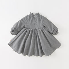 Dave&Bella Toddler Girls Autumn Breathable Black White Plaid A-line Dress