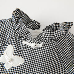 Dave&Bella Toddler Girls Autumn Breathable Black White Plaid A-line Dress