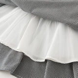 Dave&Bella Toddler Girls Turtle Breathable Classic Black White Plaid A-line Dress
