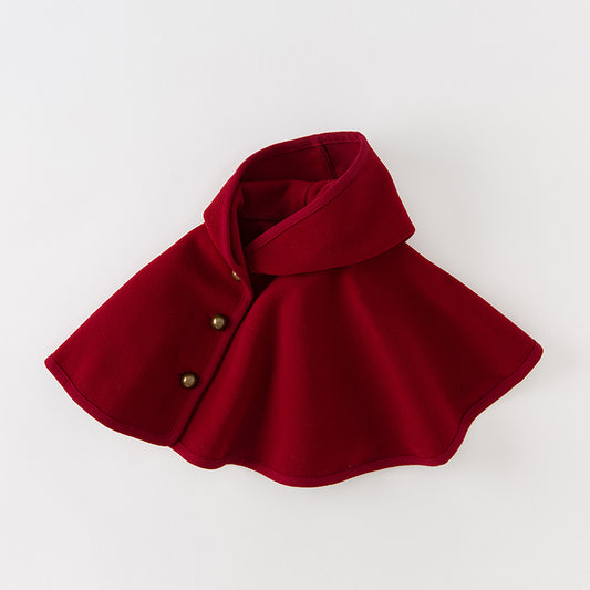 Dave&Bella Toddler Autumn Girls Red Shawl Outdoor Windproof Hodded Capes Coat