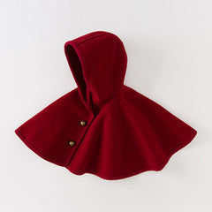 Dave&Bella Toddler Autumn Girls Red Shawl Outdoor Windproof Hodded Capes Coat
